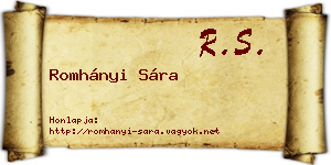 Romhányi Sára névjegykártya